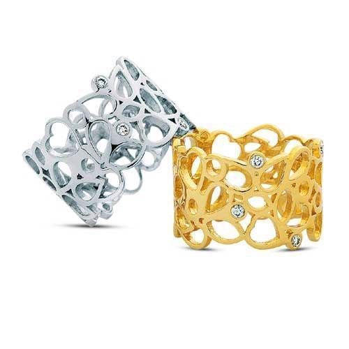 Hjertering fra Nuran i 14 karat guld eller hvidguld med 6 diamanter (0,12 ct)